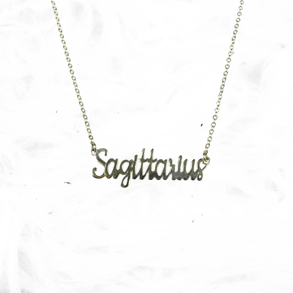 Sagittarius 14k Gold Plated Necklace Stainless Steel Astrology Zodiac